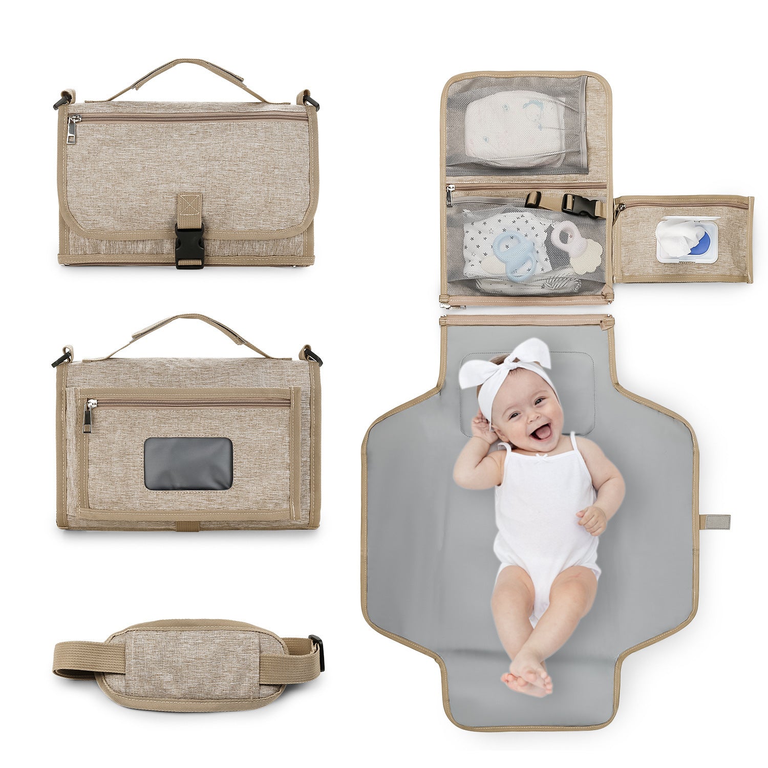 [Low Price Big Sale] Portable Baby Diaper Pad Supplies Outdoor Travel Folding Diapers Include Shoulder Strap Wet Wipes