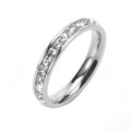 Hot Stainless Steel Single and Double Rows Full Diamond Titanium Steel Couple Rings for Women with Small Square Diamonds Personalized Simple Card Plus Titanium Steel Rings