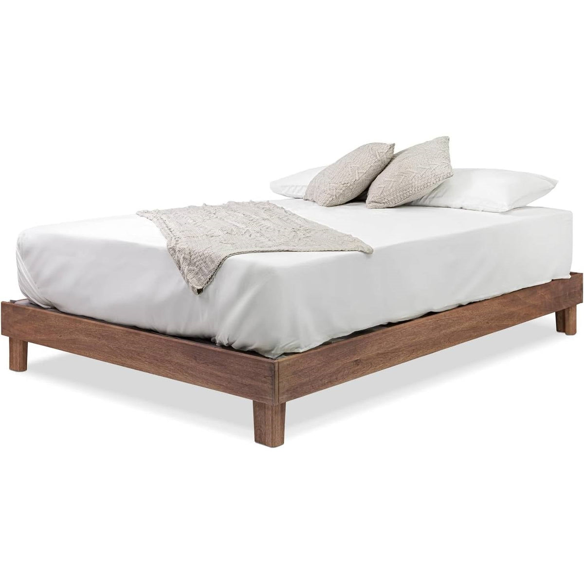 King size Solid Wood Heavy Duty Platform Bed Frame in Oak Finish - Made in USA-2