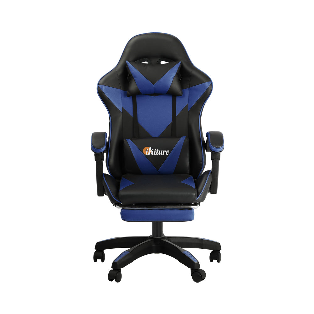 NNEED Gaming Chair with Footrest and Massage Pillow Black&Blue-3
