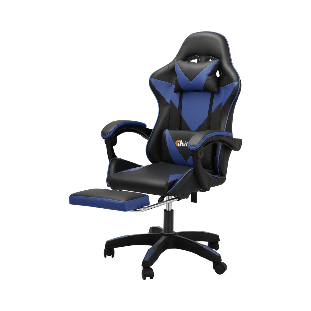 NNEED Gaming Chair with Footrest and Massage Pillow Black&Blue-2