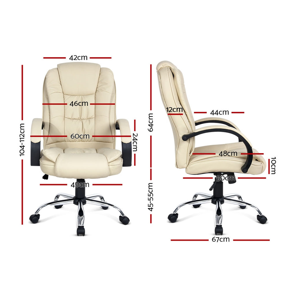 NNEDSZ Leather Office Desk Computer Chair - Beige-1