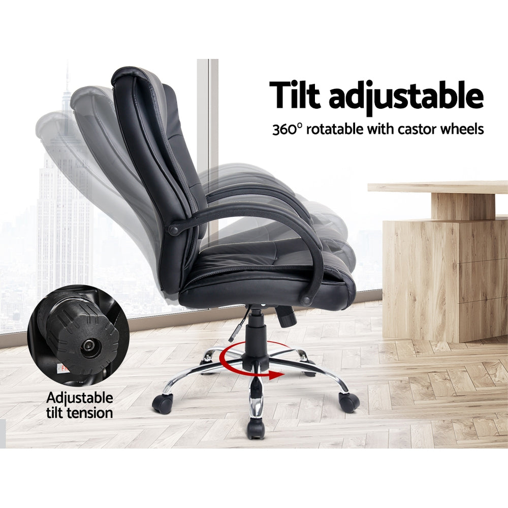 NNEDSZ Leather Office Desk Computer Chair - Black-3