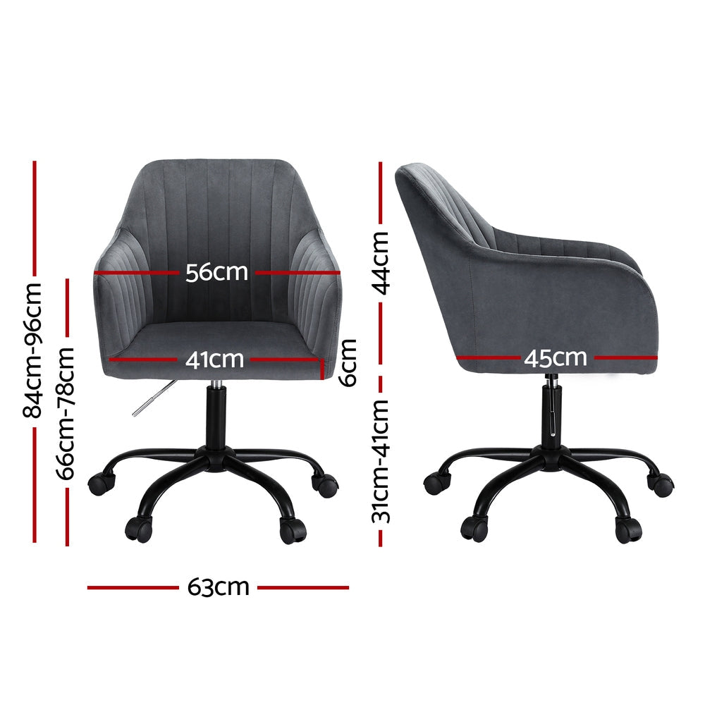 NNEDSZ Artiss Office Chair Velvet Seat Dark Grey-1