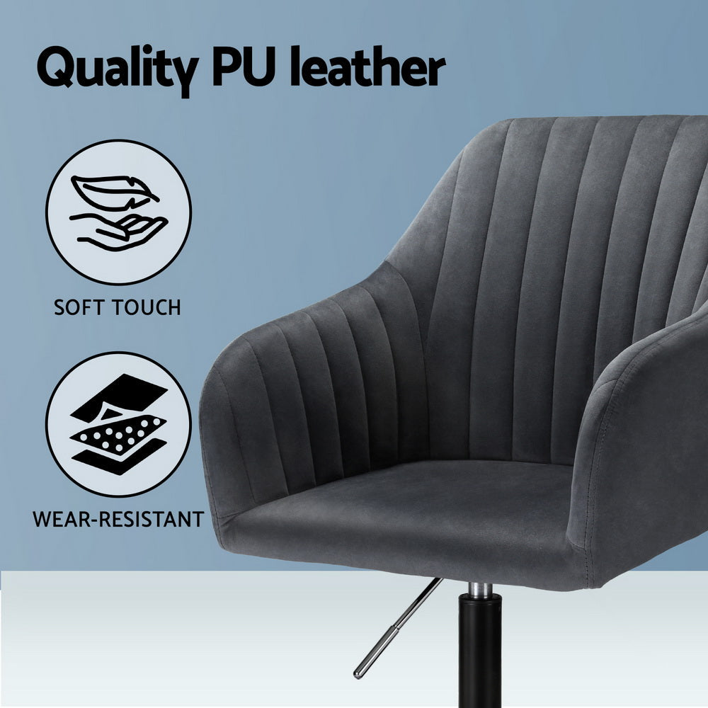 NNEDSZ Artiss Office Chair Velvet Seat Dark Grey-4
