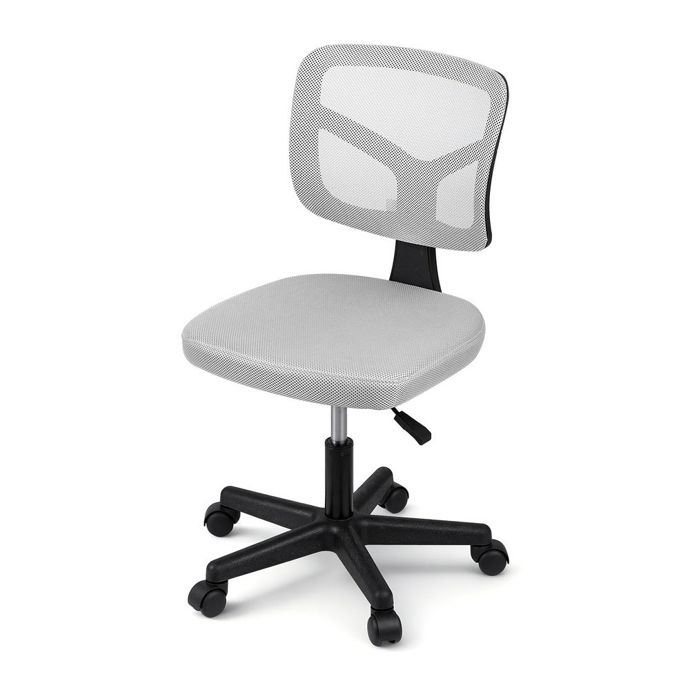 Artiss Armless Office Chair with Wheels, Ergonomic 360° Swivel Home Office Desk Chair, Height Adjustable Computer Task Chair with Fabric Back and Seat for Small Space, Grey-2