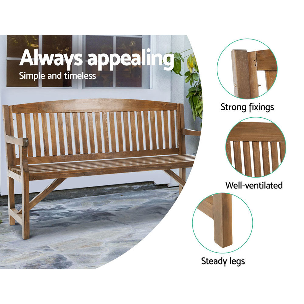 NNEDSZ Bench Chair Natural Outdoor Furniture Décor Patio Deck 3 Seater-3