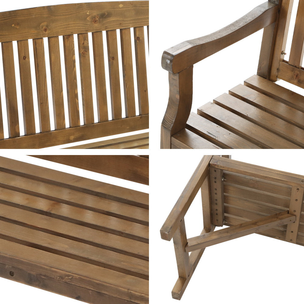 NNEDSZ Bench Chair Natural Outdoor Furniture Décor Patio Deck 3 Seater-4