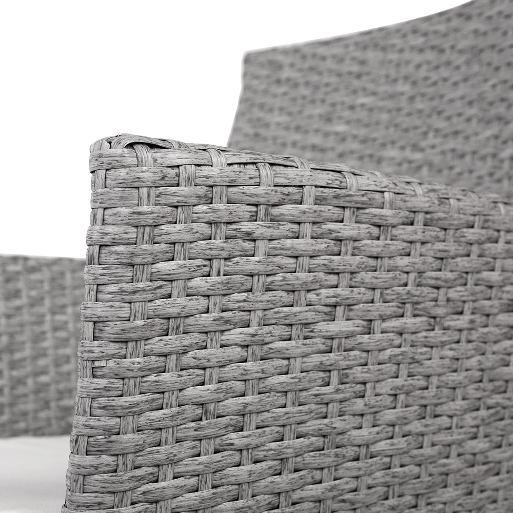 NNEDSZ 3 Piece Wicker Outdoor Chair Side Table Furniture Set - Grey-2