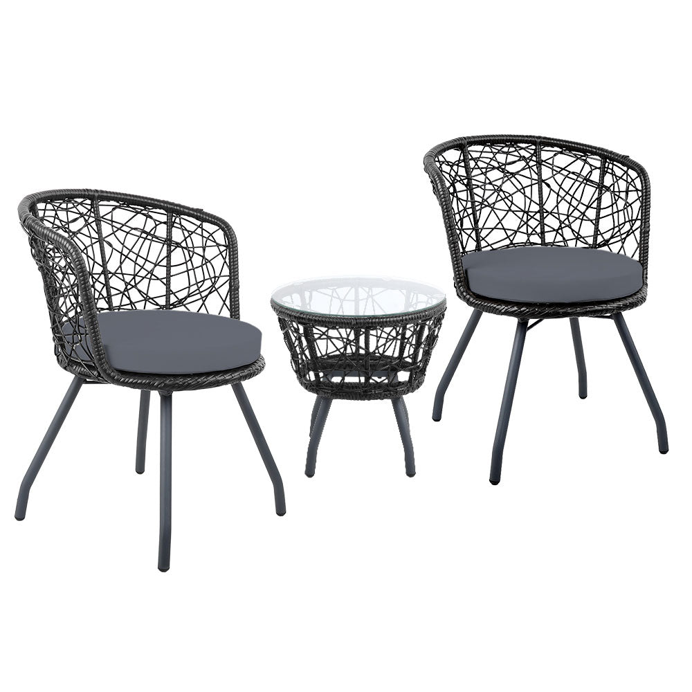 NNEDSZ Outdoor Patio Chair and Table - Black-0