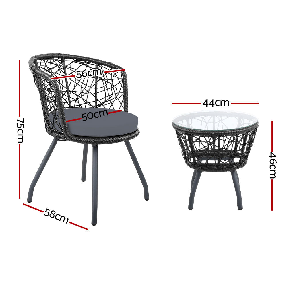 NNEDSZ Outdoor Patio Chair and Table - Black-1