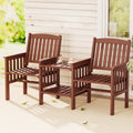 NNEDSZ Gardeon Outdoor Garden Bench Loveseat Wooden Table Chairs Patio Furniture Brown-0