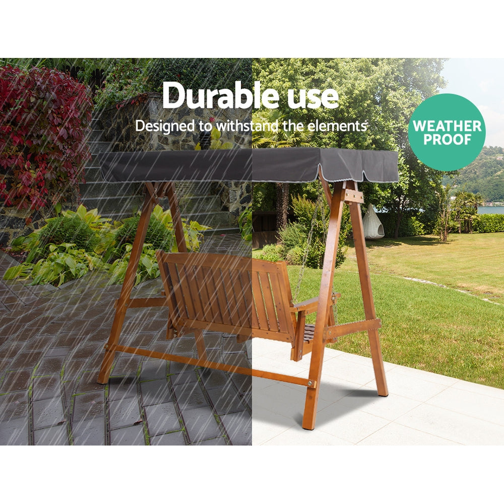 NNEDSZ  Swing Chair Wooden Garden Bench Canopy 2 Seater Outdoor Furniture-4