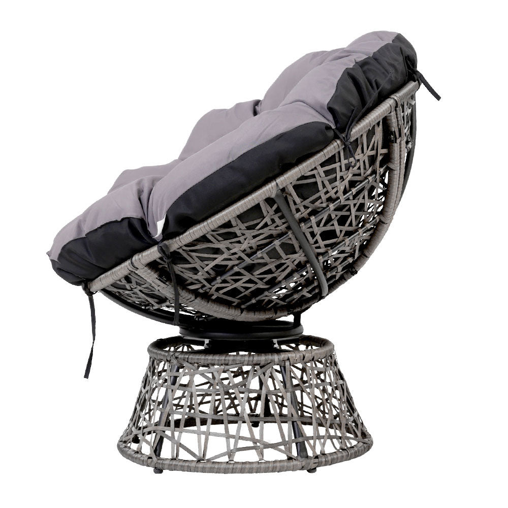 NNEDSZ Papasan Chair and Side Table Set- Grey-3