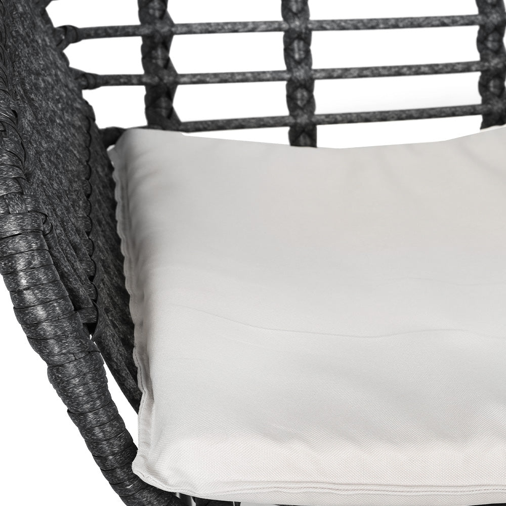 NNEDSZ 3PC Outdoor Furniture Bistro Set Lounge Setting Table Chairs Cushion Patio Grey-4