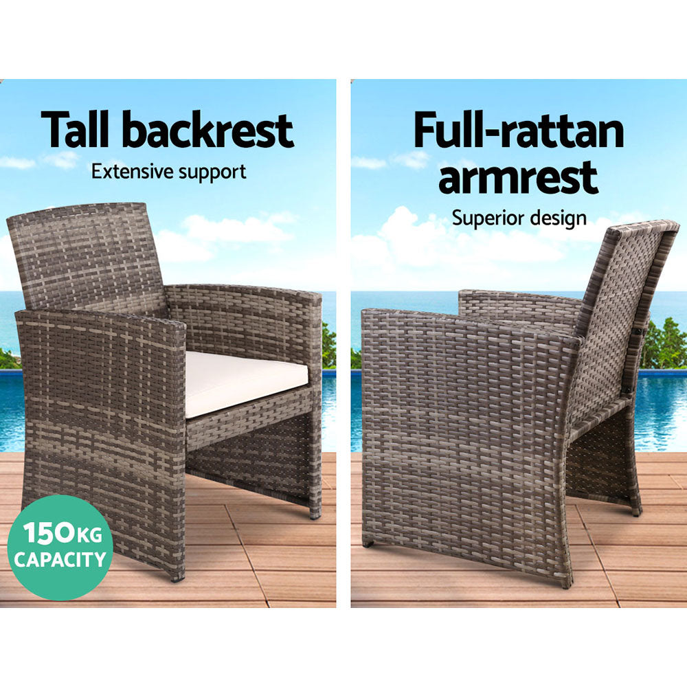NNEDSZ Set of 4 Outdoor Wicker Chairs & Table - Grey-3