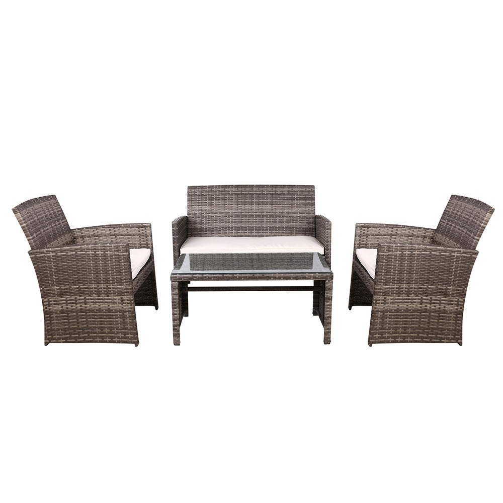 NNEDSZ Garden Furniture Outdoor Lounge Setting Wicker Sofa Set Storage Cover Mixed Grey-2