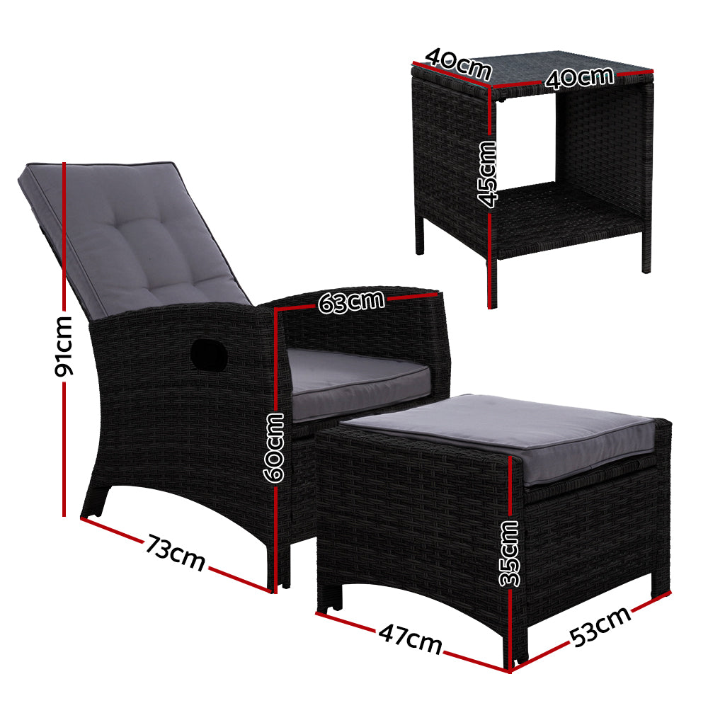 NNEDSZ Furniture Recliner Chairs Table Setting Wicker Lounge 5pc Black-1