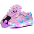 NNEIDS Rechargeable Double Wheel Roller Skating Shoes - Pink Size 36-0