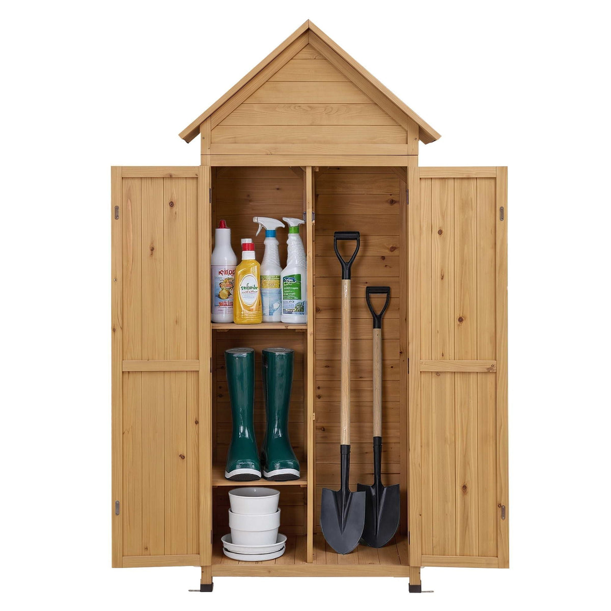 Gardeon Outdoor Storage Cabinet Cupboard Tool Organizer Shed Adjustable Natural-3