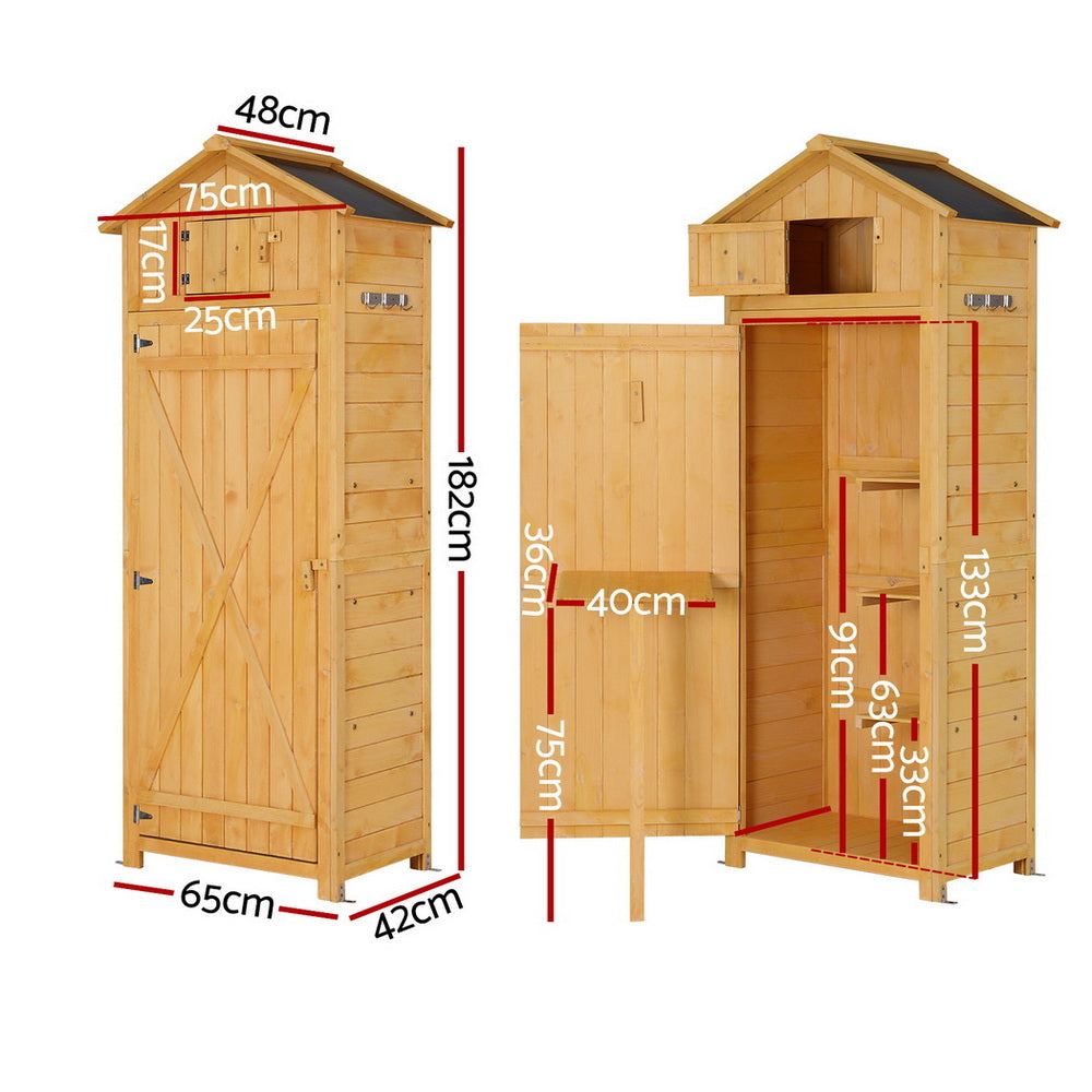 Gardeon Outdoor Storage Cabinet Cupboard Folding Table Tool Organizer Shed Adjustable-3