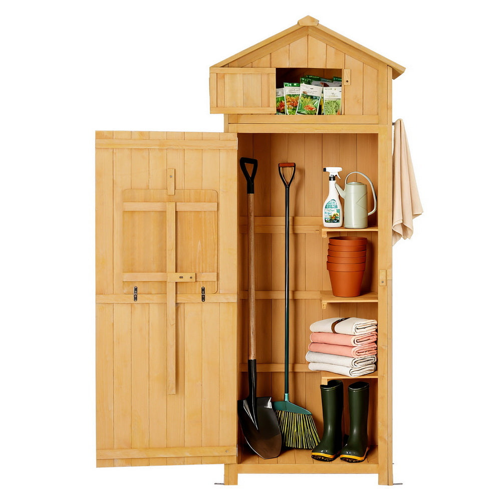 Gardeon Outdoor Storage Cabinet Cupboard Folding Table Tool Organizer Shed Adjustable-4