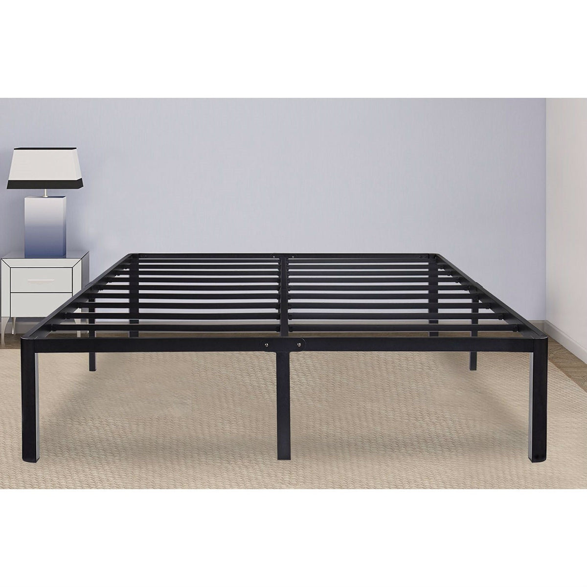 Twin size Modern Round Edge Black Metal Platform Bed Frame-4