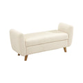 NNEED Storage Ottoman Sherpa Fabric White with Armrests-0