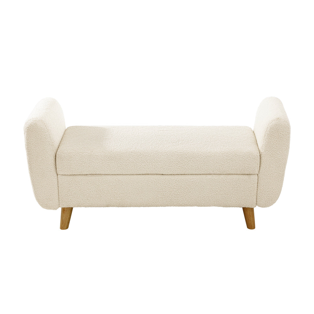 NNEED Storage Ottoman Sherpa Fabric White with Armrests-3