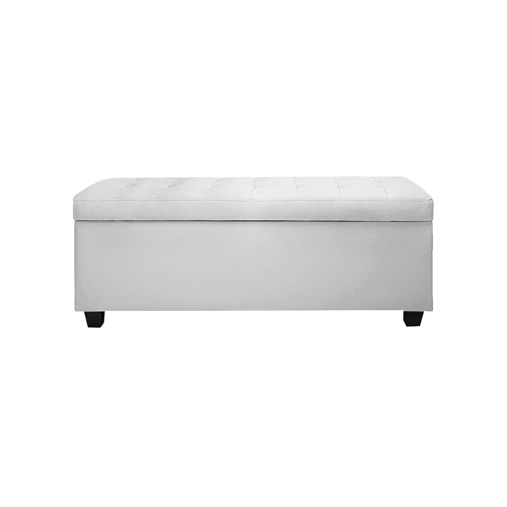 NNEDSZ  Large PU Leather Storage Ottoman - White-2