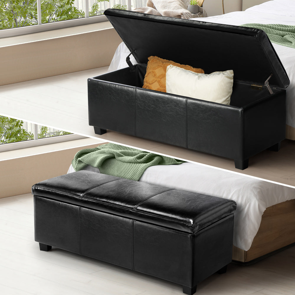 NNEED Storage Ottoman PU Leather Large Black-2