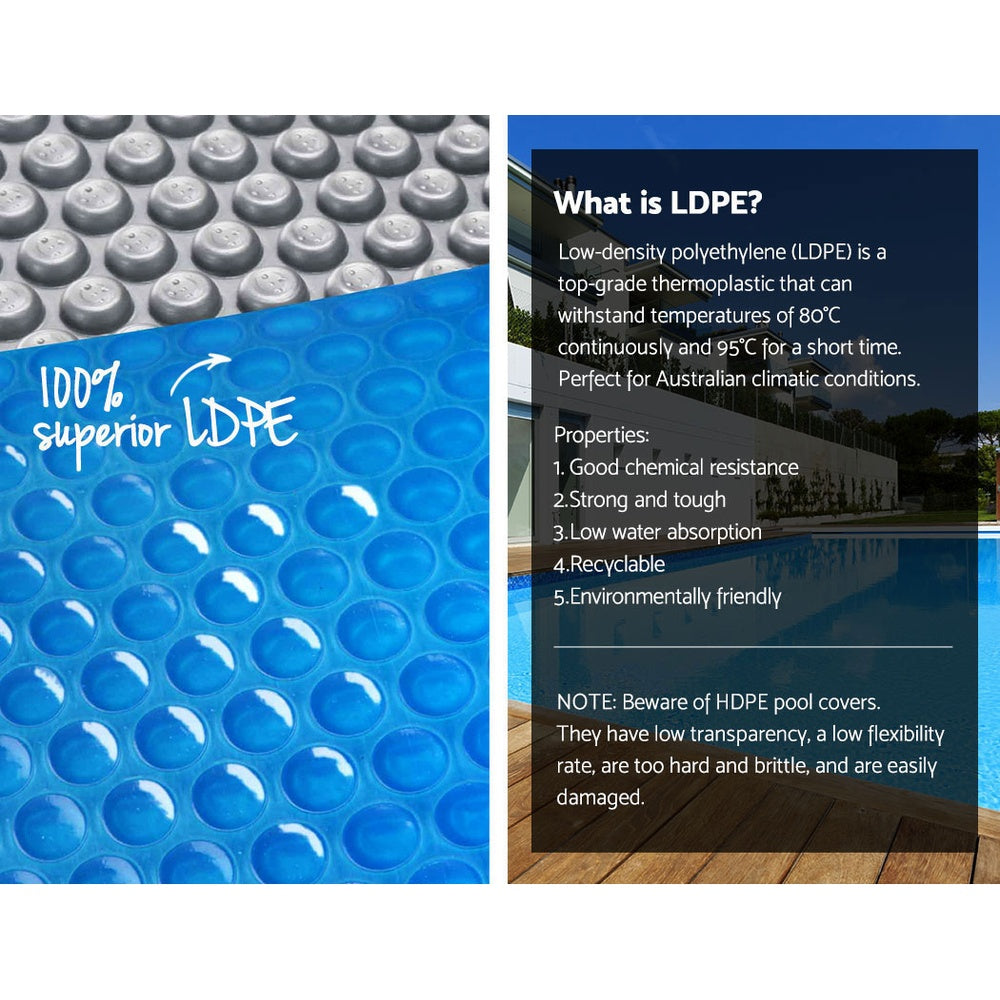 NNEDSZ Pool Cover 6.5x3m 400 Micron Silver Swimming Pool Solar Blanket 5.5m Blue Roller-4