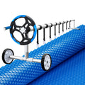 NNEDSZ Pool Cover 600 Micron 7x4m w/ Roller 5.55m Solar Blanket Blue-0