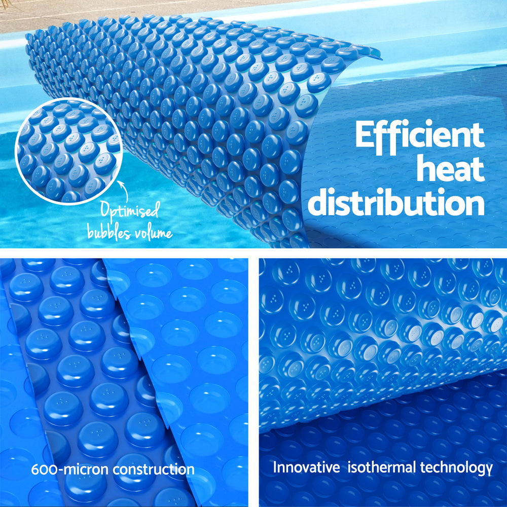 NNEDSZ Pool Cover 600 Micron 7x4m w/ Roller 5.55m Solar Blanket Blue-3