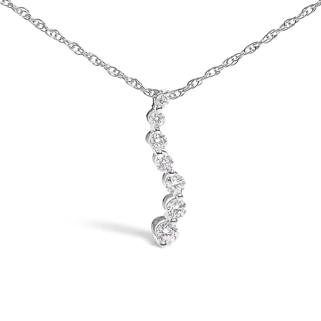 .925 Sterling Silver 1/4 Cttw Lab Grown Diamond Journey Pendant Necklace - 18" Inches