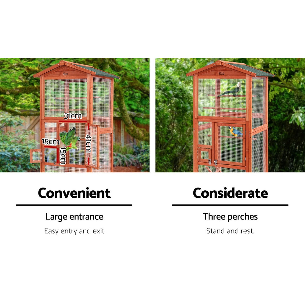 NNEDSZ Bird Cage Wooden Pet Cages Aviary Large Carrier Travel Canary Cockatoo Parrot XL-4