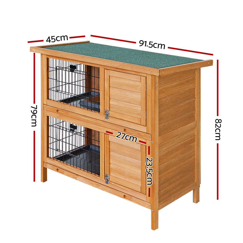 NNEDSZ 2 Storey Wooden Rabbit Hutch-1