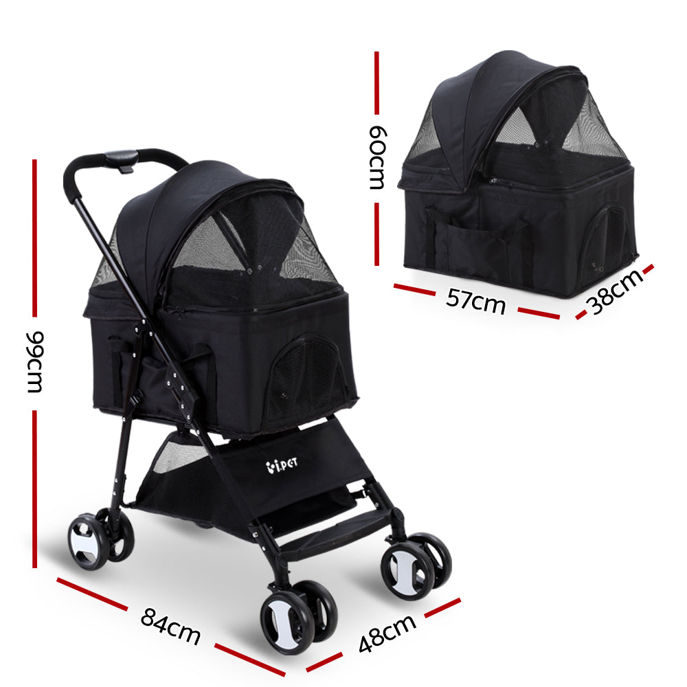 NNEDSZ Pet Stroller Dog Carrier Foldable Pram 3 IN 1 Middle Size Black-1