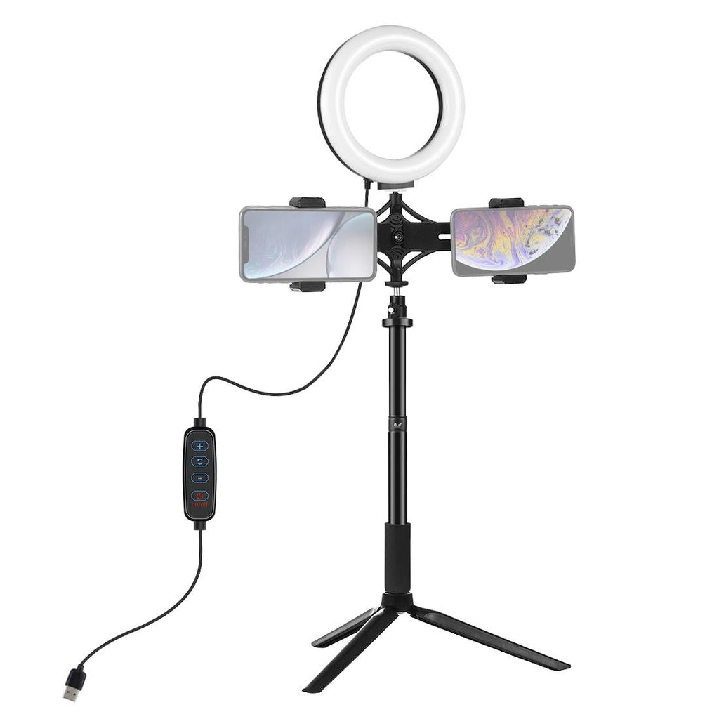 NNEIDS Live Broadcast Phone Bracket & Tripod Mount With Extension Rod & 6.2 Inch Led Ring Light Kit-0