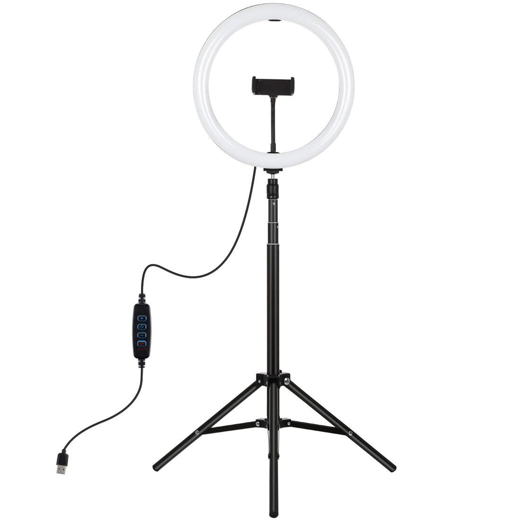 NNEIDS 11.8 Led Ring Light With Tripod And Phone Clamp - 3 Modes Dual Colour Temperature Dimmable - Black-0