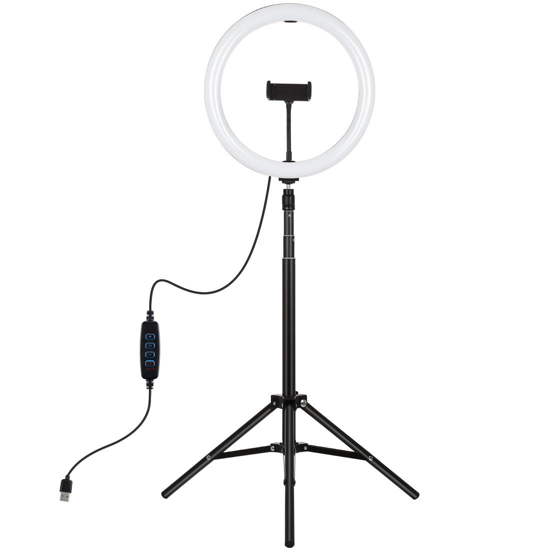 NNEIDS 11.8 Led Ring Light With Tripod And Phone Clamp - 3 Modes Dual Colour Temperature Dimmable - Black-0