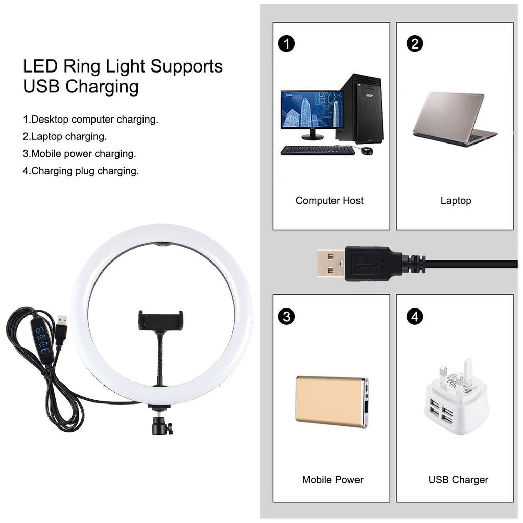 NNEIDS 11.8 Led Ring Light With Tripod And Phone Clamp - 3 Modes Dual Colour Temperature Dimmable - Black-4