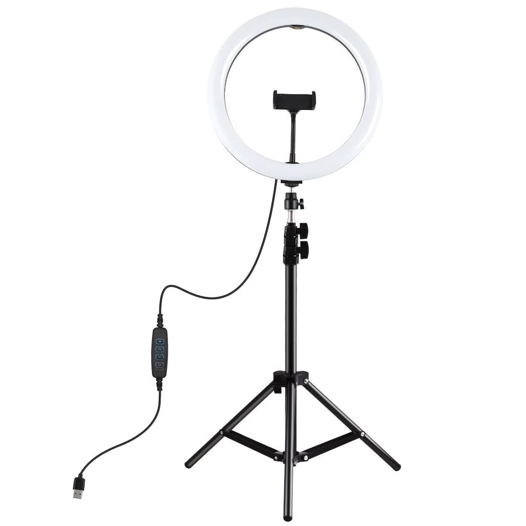 NNEIDS 11.8 Led Ring Light With Tripod And Phone Clamp - 3 Modes Dual Colour Temperature Dimmable - Perfect For Vlogging And Live Streaming-0