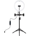 NNEIDS 11.8 Led Ring Light With Tripod & Dual Phone Brackets - Usb 3 Modes Dual Colour Temperature - Vlogging & Live Broadcast Kit-0