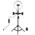 NNEIDS 10.2 Led Ring Light With Tripod & Dual Phone Brackets - Usb Dimmable Dual Colour Temperature Selfie Remote - Black-0