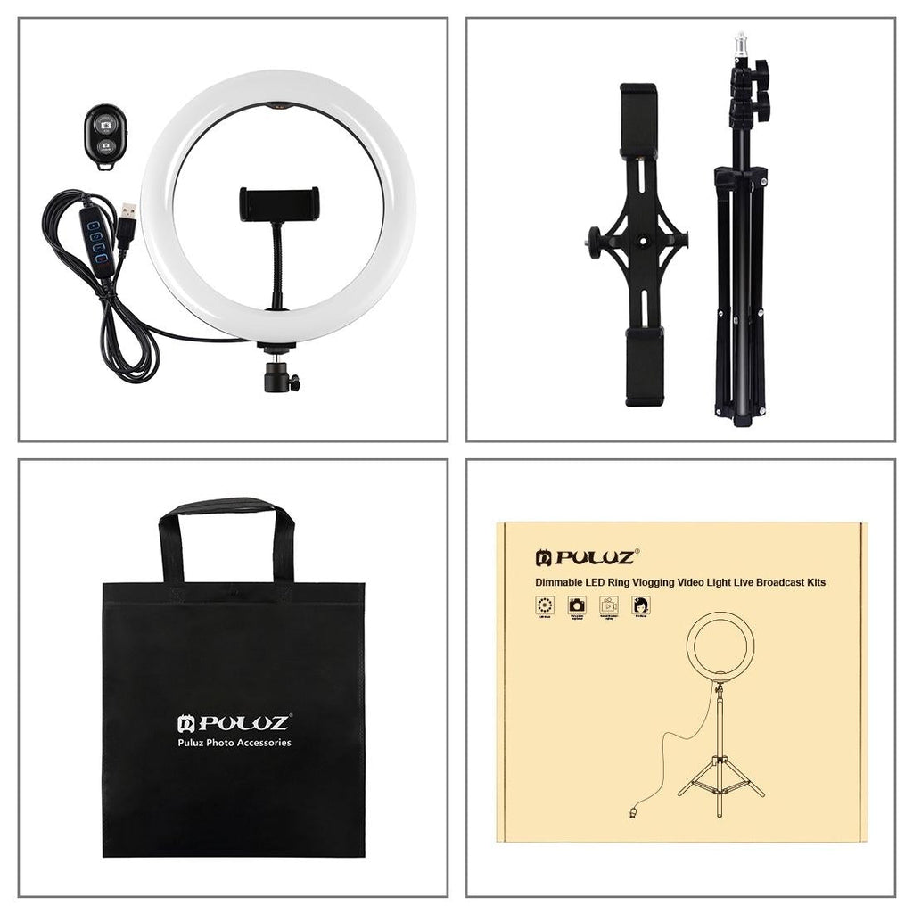 NNEIDS 10.2 Led Ring Light With Tripod & Dual Phone Brackets - Usb Dimmable Dual Colour Temperature Selfie Remote - Black-1