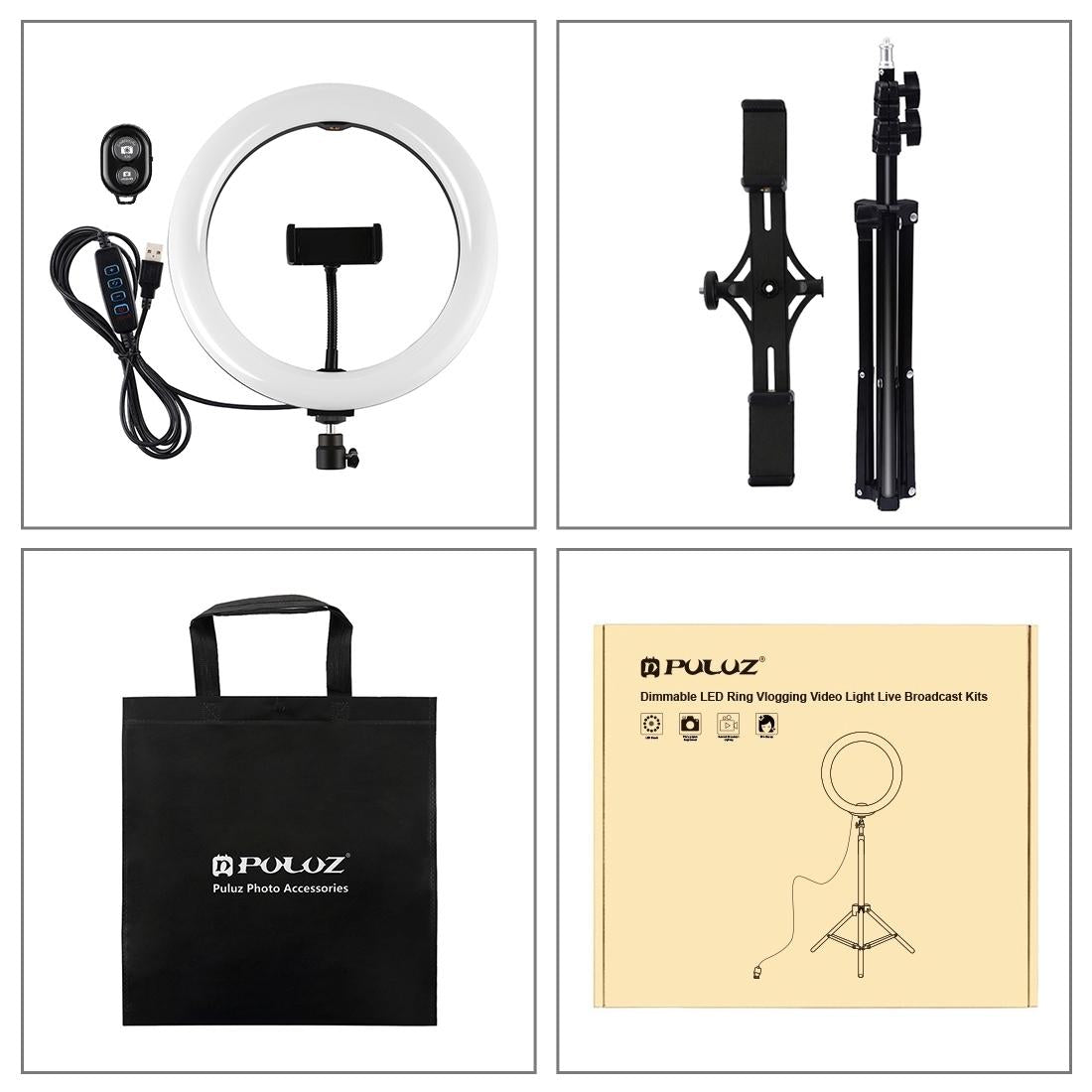 NNEIDS 10.2 Led Ring Light With Tripod & Dual Phone Brackets - Usb Dimmable Dual Colour Temperature Selfie Remote - Black-1