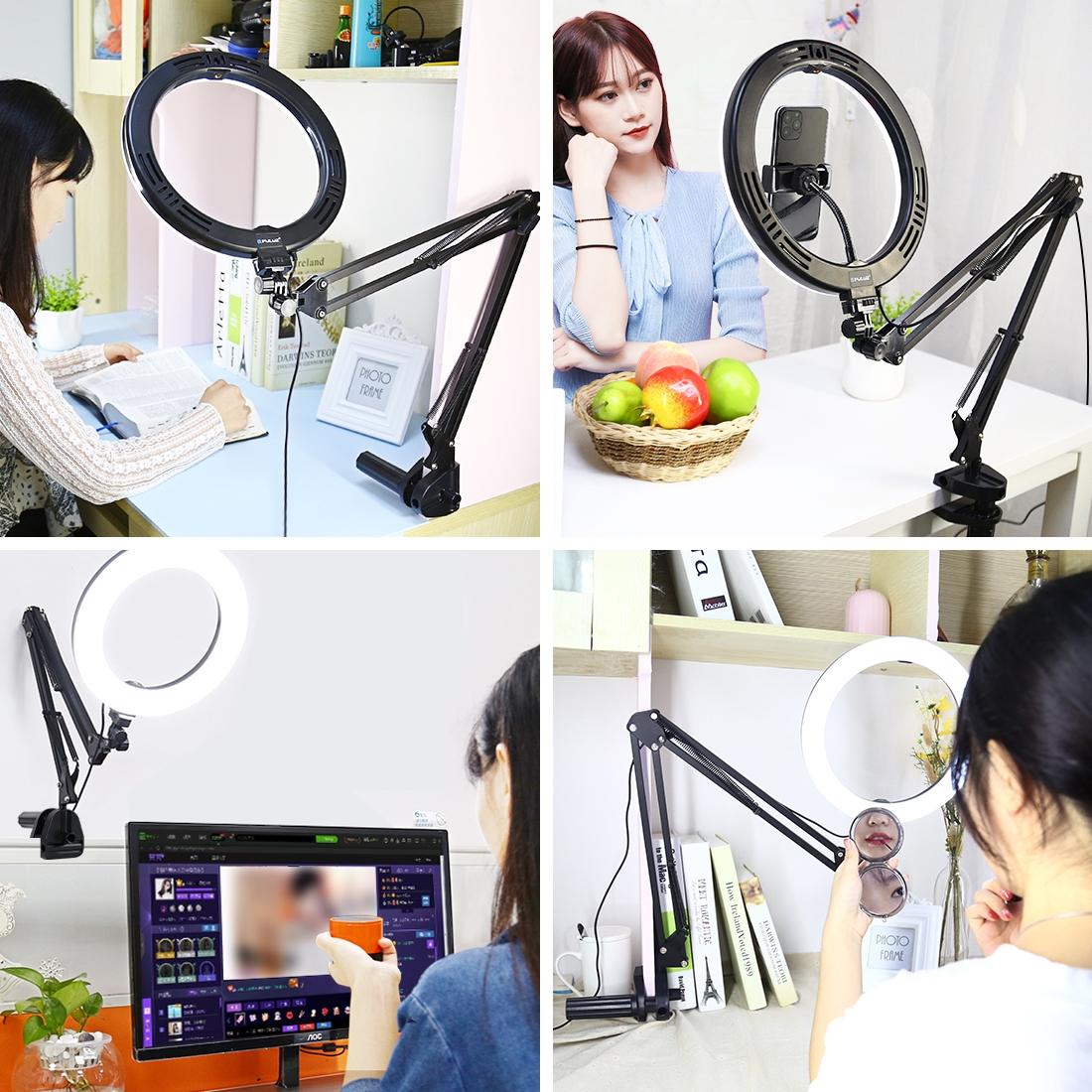 NNEIDS 10.2 Ring Light With Usb 3 Modes Dual Colour Phone Clamp-1