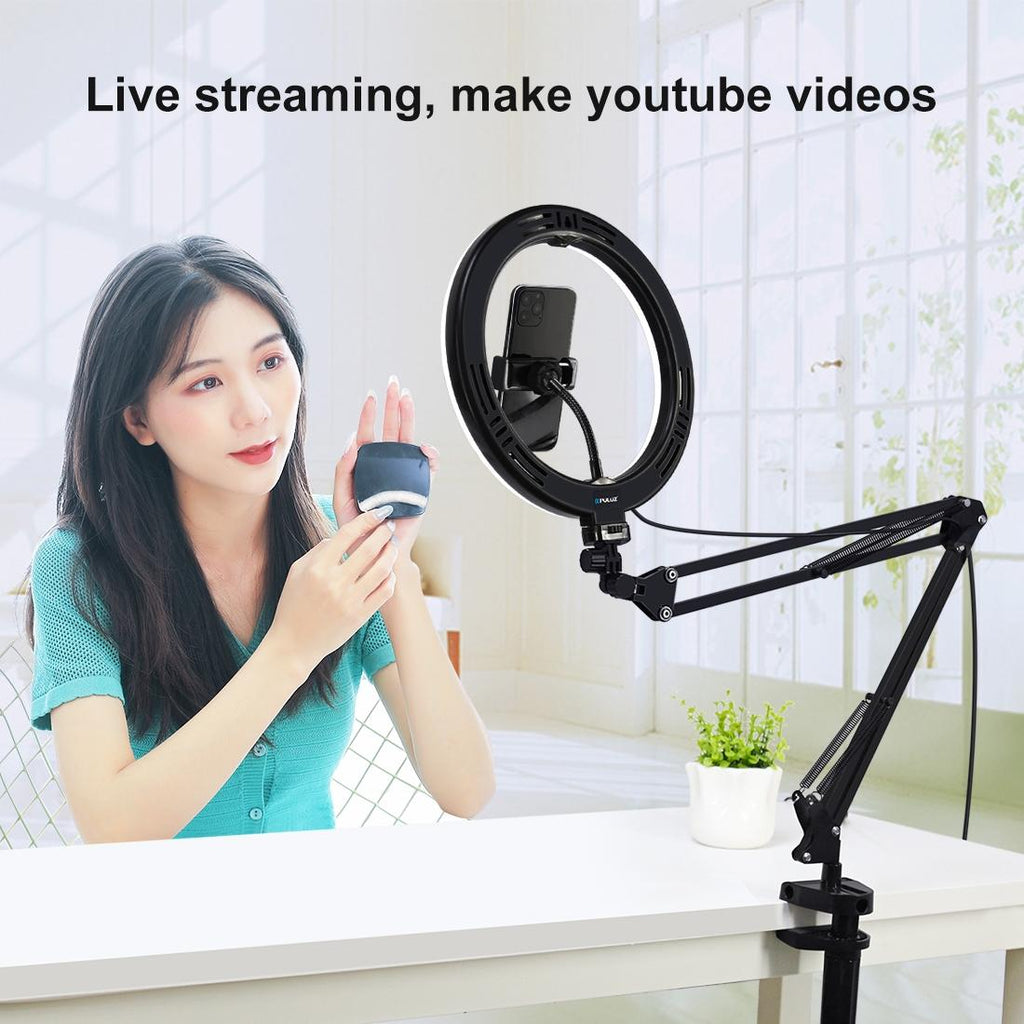 NNEIDS 10.2 Ring Light With Usb 3 Modes Dual Colour Phone Clamp-2