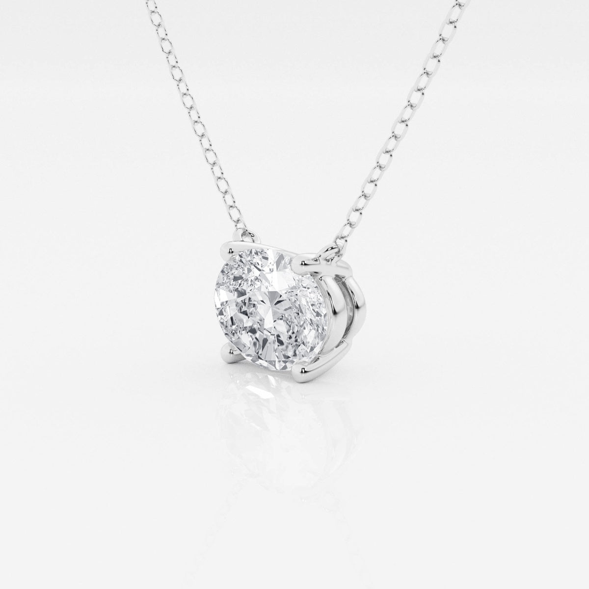 1.00 Ctw Oval Lab Grown Diamond Solitaire Pendant In White /Yellow-3